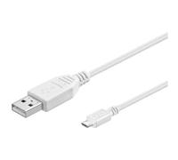 PremiumCord USB - Micro USB Connection Cable 3 m, USB A Male to Micro B Male, USB 2.0 High Speed Data Cable, 5 Pins, 2x Shielded, AWG28, Colour: White, Length 3 m