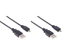 PremiumCord USB - Micro USB Connection Cable 3 m, USB A Male to Micro B Male, USB 2.0 High Speed Data Cable, 5 Pins, 2x Shielded, AWG28, Colour Black, Length 3 m ku2m3f (Pack of 2)