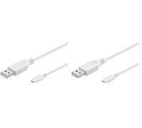 PremiumCord USB - Micro USB Connection Cable 5 m, USB A Male to Micro B Male, USB 2.0 High Speed Data Cable 480 Mbit/s, 5 Pins, 2x Shielded, AWG28, Colour: White, 5 m (Pack of 2)