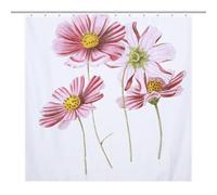 PremiumFleurs Des Cosmos Dessin Fabric Shower Curtain with 12 C-Shaped Hooks, Stainless Grommets, Splash Guard - Curtains with Hooks, Shower Curtain with Hooks, Washable Shower Curtain69.69x70.87Inch（