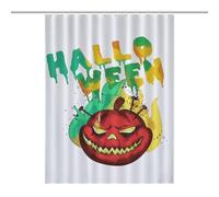 PremiumHalloween-Pumpkin-Red-T-shirt-Mug-Phone Case Fabric Shower Curtain with 12 C-Shaped Hooks, Stainless Grommets, Splash Guard - Curtains with Hooks, Shower Curtain with Hooks, Washable Shower Cur