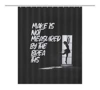 PremiumMake Is Not Measured by The Breaths-ballet-red-T-shirt-mug Fabric Shower Curtain with 12 C-Shaped Hooks, Stainless Grommets, Splash Guard - Curtains with Hooks, Shower Curtain with Hooks, Washa