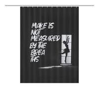 PremiumMake Is Not Measured by The Breaths-ballet-red-T-shirt-mug Fabric Shower Curtain with 12 C-Shaped Hooks, Stainless Grommets, Splash Guard - Curtains with Hooks, Shower Curtain with Hooks, Washa