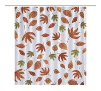 PremiumMaple Leaf Fabric Shower Curtain with 12 C-Shaped Hooks, Stainless Grommets, Splash Guard - Curtains with Hooks, Shower Curtain with Hooks, Washable Shower Curtain64.17x70.87Inch（163x180cm）