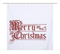 PremiumMerry Christmas Fabric Shower Curtain with 12 C-Shaped Hooks, Stainless Grommets, Splash Guard - Curtains with Hooks, Shower Curtain with Hooks, Washable Shower Curtain69.69x70.87Inch（177x180cm