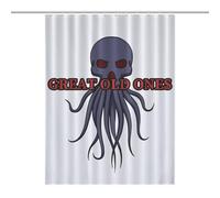 PremiumSkull Octopus Great Old Ones Cthulhu Fabric Shower Curtain with 12 C-Shaped Hooks, Stainless Grommets, Splash Guard - Curtains with Hooks, Shower Curtain with Hooks, Washable Shower Curtain53.5