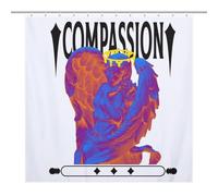PremiumStone Statue - Angel - Compassion - T-shirt Fabric Shower Curtain with 12 C-Shaped Hooks, Stainless Grommets, Splash Guard - Curtains with Hooks, Shower Curtain with Hooks, Washable Shower Curt