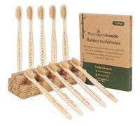 PremiumSwede Bamboo Toothbrushes Multipack - Eco-Friendly Soft for Adults, Kids - Natural Wooden - 10 Pack Family Travel Set