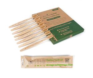 Premiumswede Bamboo Toothbrushes Toothbrushes Individually Wrapped 8 Pack - Eco-Friendly Soft Toothbrush for Adults - Biodegradable, Natural Wooden Toothbrushes - Sealed Travel Toothbrush