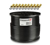 PremiumX 100 m Professional Coaxial Cable Black 135 dB 4-Way Pure Copper Coaxial Cable Satellite Cable Satellite Cable 10x F-Connector