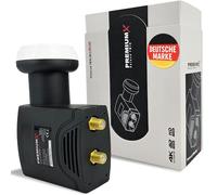 PremiumX Deluxe Twin LNB Converter for 2 users with digital satellite reception in HD, UHD, and 4K quality. Supports DVB-S2 and PLL reference oscillator for best performance