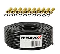 'PremiumX Professional Coaxial Cable 130 dB 4x Shielded Black SAT Coaxial Antenna Cable 100 m 130 dB 3D FullHD 1080p HDTV New + 10 °F-Connectors in Choice of Colour: Gold | Length