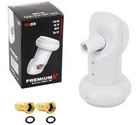 PremiumX Single LNB Digital SAT for 1 Participant White Reception Head 0.1 dB DVB-S2 HDTV 4K Weather Protection 2x F-Connector