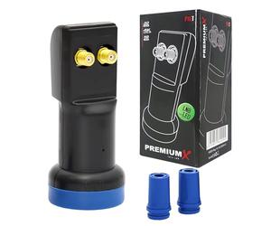 PremiumX Twin LNB LED Signal Head SAT 0.1 dB for 2 Users PXL HDTV FullHD 3D 4 K High Quality in over