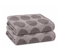 PREMIUS 2 Pack Circles Polka Dot Hand Towels, 100% Cotton Yarn Dyed, 16x28 Inches, Ultra Soft & Absorbent, Fast Drying, Versatile for Bathroom, Gym, Beauty, Spa, and Home Use (Steeple-Gray)
