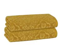 PREMIUS 2 Pack Damask Hand Towel, Bath Towel, and Bath Sheet Towel, 100% Cotton Yarn Dyed, Lux Drying Experience, Great for Hands and Body, Perfect for Spa & Home Use (Gold, Bath Sheet)