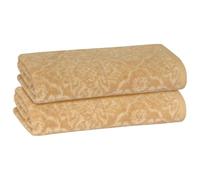 PREMIUS 2 Pack Damask Hand Towel, Bath Towel, and Bath Sheet Towel, 100% Cotton Yarn Dyed, Lux Drying Experience, Great for Hands and Body, Perfect for Spa & Home Use (Wheat, Bath Sheet)