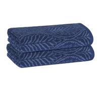PREMIUS 2 Pack Leaf Hand Towel, Bath Towel, and Bath Sheet, 100% Cotton Yarn Dyed, Lux Drying Experience, Great for Hands and Body, Perfect for Spa & Home Use (Navy, Bath Sheet)