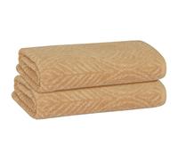 PREMIUS 2 Pack Leaf Hand Towel, Bath Towel, and Bath Sheet, 100% Cotton Yarn Dyed, Lux Drying Experience, Great for Hands and Body, Perfect for Spa & Home Use (Wheat, Bath Sheet)
