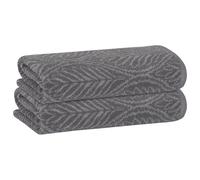 PREMIUS 2 Pack Leaf Hand Towel, Bath Towel, and Bath Sheet, 100% Cotton Yarn Dyed, Lux Drying Experience, Great for Hands and Body, Perfect for Spa & Home Use (Gray, Bath Sheet)