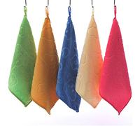 PREMJCROY 5 Pieces Set Hand Dry Towel Five Colors Hanging Loop Fast Drying Superfine Hand Towel Hanging Hand Towels Soft Dry Hand Towel Fiber Cloth for Kitchen Bathroom 9.8 * 9.8 Inch(25 * 25CM)