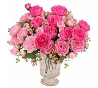 Premora 2 Bunches Peony Artificial Flowers Mixed Pink Silk Peony fake flowers bouquets for wedding party table centerpieces floral arrangement home kitchen décor