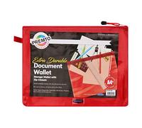 Premto (A4+ Size, Ketchup Red), Extra Durable Mesh Bag, Smart Envelope Design, Waterproof Pouch for School Office Supplies, Zipper Pouch, Secure Zip Closure, Travel Bag
