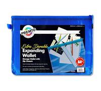 Premto (A4+ Size, Printer Blue), Extra Durable Expanding Mesh Bag, Smart Envelope Design, Waterproof Pouch for School Office Supplies, Zipper Pouch, Secure Zip Closure, Travel Bag