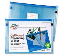 Premto (B4+ Size, Printer Blue), Ultramesh Expanding Mesh Bag, Smart Envelope Design, Waterproof Pouch for School Office Supplies, Zipper Pouch, Secure Zip Closure, Travel Bag