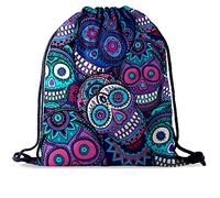 PREMYO Drawstring Gym Bag Backpack Quote Print Skull Rucksack for School Sports Travel Women Children Birthday Present