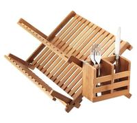 PREMZO 2 Tier Dish Drainer Cutlery Rack Cross Foldable Dish Drying Rack Kitchen Home with Utensils Holder Large Washing Up Sink Drainer Rack | Kitchen Countertop Organiser