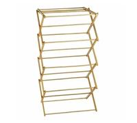 PREMZO 4 Tier Bamboo Wooden Clothes Towel Folding DRYER Airier Vintage Traditional Classic Concertina Design Horse Laundry Home Free Standing Hanger Foldable Rack