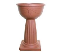 PREMZO 40cm Venetian Jardinière Round Pedestal Flower Plant Planter Pot Venetian Weatherproof Outdoor & Indoor Plastic Garden Plant Planter Bowl Free Standing (Terracotta)