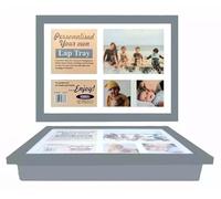 PREMZO Lap Tray Customize Personalized Wooden Soft Padded Bean Bag Cushioned Photos Paintings Great Gift Any Occasion Laptop Breakfast Food Dinner (Grey)