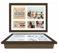 Lap Tray Customize Personalized Wooden Soft Padded Bean Bag Cushioned Photos Paintings Great Gift Any Occasion Laptop Breakfast Food Dinner (Brown)