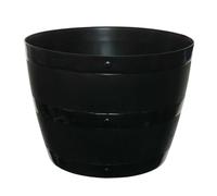 PREMZO Large Whisky Barrel Tub Plastic Planter Gardening Flower Plant Pot Basket | Grow Container Decorative Indoor & Outdoor Display Patio Driveway Black (1, 34 cm)