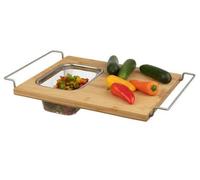 PREMZO Over The Sink Chopping Board with Removable Strainer, Expandable Vegetable Fruit Wash Cutting Board Tray Kitchen | Meal Prep Deck for Food
