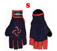 PREMZO PLAYER GLOVE Left Hand Field Hockey Glove Half Finger Comfortable Open Palm Design Exceptional Grip Outdoor (Black Red, S)