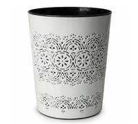 PREMZO Round Flora Bin 9 Liter Basket Container Storage Plastic Waste Paper Bin Small Rubbish Bin Trash for Bedrooms Lounge Kitchen Home Office Bathroom Dormitory Rooms (ICE White)