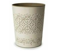 PREMZO Round Flora Bin 9 Liter Basket Container Storage Plastic Waste Paper Bin Small Rubbish Bin Trash for Bedrooms Lounge Kitchen Home Office Bathroom Dormitory Rooms (Cream)