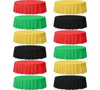 Preocea 12 Pack Round Table Cloth, 213 cm Disposable Plastic Tablecloth, PEVA Water Resistant Tablecloths, Round Table Cover for Wedding, Baby Shower, Picnic, Birthday Party Decorations, 4 Color