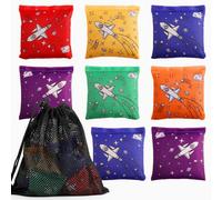 Preocea 16 Pack Bean Bags, 6.3 x 6.3 cm Small Cornhole Bean Bags, Colorful Mini Beans Bag, Beans Bag For Tossing Family Adults Outdoor Yard Toss Game (6 Colors)