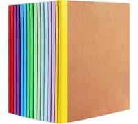 Preocea 16 Pack Composition Notebooks Bulk, A5 Kraft Notebooks 60 Pages, Lined Pages Travel Journals with Rainbow Spines, Composition Notebook Wide Ruled for School Office Home, 21x14cm, 8 Colors