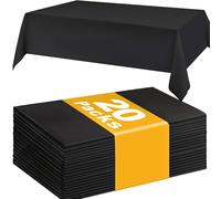 Preocea 20 Pack Plastic Table Cloth, 137 x 274 cm Black Table Cover, Rectangle Tablecloths, Disposable Waterproof Tablecloth, for Wedding Party Supplies Birthday Picnic