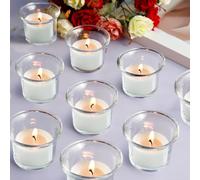 Preocea 24 Pack Tealight Candle Holder, Votive Candle Holder, Glass Candles Holders, Clear Tea Light Holders Bulk for Wedding Birthday Party Dinner Home Decor, Diameter of 4 Centimeters