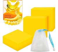 Preocea 3PCS Yoni Soap Bars Yoni Wash,Natural Yoni Bar Soap For Women ph Balance,Feminine Wash Vaginal Care Soap,Eliminates Odor,Moisturizing Yoni Care Soap with Foaming Net,Banana Yoni Soap,3.53oz