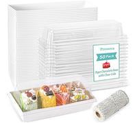 Preocea 50 Pack Charcuterie Boxes with Clear Lids, Paper Charcuterie Box, Sandwich Boxes, Rectangle To Go Food Containers, White Bakery Box for Desserts Strawberries Sushi Cookies