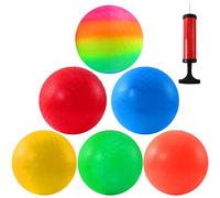 Preocea 6 PCS Playground Balls, 8.5 Inch Inflatable Dodge Ball, Dodgeball Balls, Rubber Bouncy Dodge Ball with 1 Hand Pump for Indoor Outdoor Games Camps Schoolyard Picnic