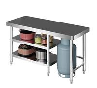 Prep Table,Stainless Steel Work Table for Catering, Food Prep & Kitchen - Adjustable Feet, Heavy Duty Bench for Restaurant, Home & Hotel Use (150x60x80cm)