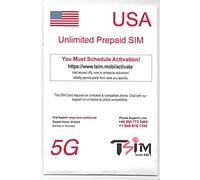 PrePaid USA SIM card. Unlimited incoming and outgoing calls/text | Ultra High Speed 5G Data allowance. Hotspot/Tethering/Internet Sharing allowed. (12GB x 2 Month)